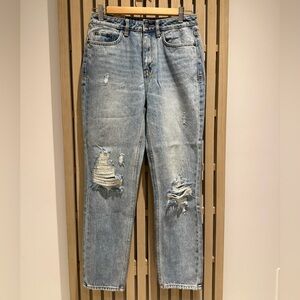 Ksubi Light Blue Distressed Slim Straight Leg Jeans